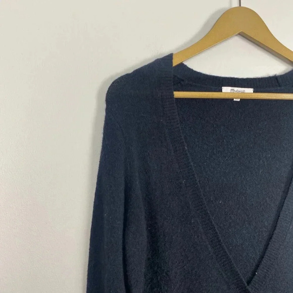 Madewell Alpaca Wool Black Faux Wrap Sweater - Picture 3 of 9